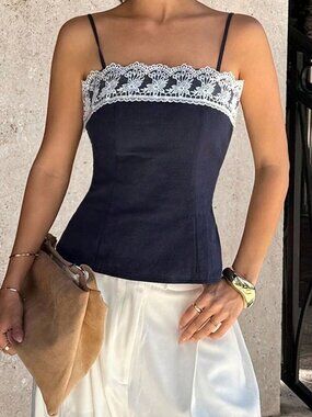 Navy Blue Casual Women's Camisole Tank